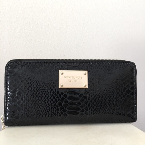 Michael Kors Handbags - Michael Kors Croc Embossed Zip Around Wallet